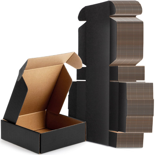 6 x 6 x 2 Inches Small Black Shipping Boxes for Small Business Pack of 50 Cardboard Packaging Boxes Corrugated Mailer Boxes for Shipping Packaging Storage Craft Giving