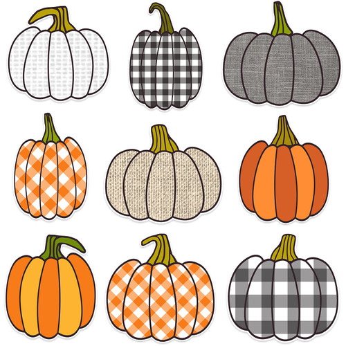 90 Pieces Pumpkin Classroom Bulletin Board Decorations Cutouts Farmhouse Pumpkin Home Accents Halloween Thanksgiving Fall Autumn Pumpkins Bulletin Board Accents with Glue Point Dots (Classic Style)