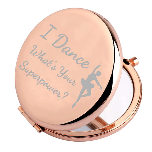 FEELMEM Dancer Compact Mirror Dancer Gift I Dance What's Your Superpower Makeup Mirror Dance Teacher Gift Dance Team Inspiration Gift Dancer Lovers Gift (I Dance Mirror)