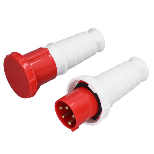 380-415V 63A Electrical Cord Connector Set, IP67 Waterproof 3 Phase 5 Pin Power Socket Kit for 3P+N+E Wiring Projects, Industrial Connector
