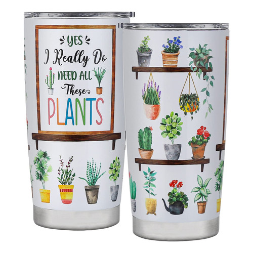 Delsakhula Gifts for Plants Lovers Plants Gifts for Women Birthday Gifts for Women Flower Plant Lover Gift Ideas Cup for Gardener Insulated Stainless Steel Travel Tumbler With Lid 20 OZ