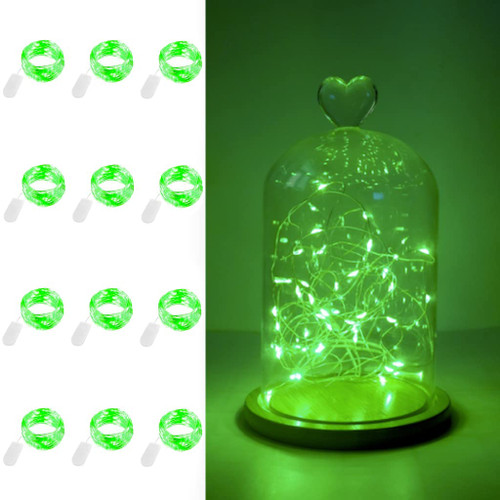 LoveNite LED Fairy String Lights, Battery Operated Starry Firefly Lights 6.6ft 20 LED Waterproof Silver Copper Wire Mini Lights for Mason Jar Wedding Christmas Party Decor (12 Pack, Green) LoveNite LED Fairy String Lights, Battery Operated Starry Firefly Lights 6.6ft 20 LED Waterproof Silver Copper Wire Mini Lights for Mason Jar Wedding Christmas Party Decor (12 Pack, Green)