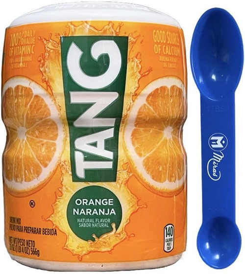 (Pack of 1) Tang Orange Naranja Drink Mix - 20 oz Canister (Free Miras Trademark 2-in-1 Measuring Spoon Included!)