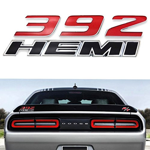 1 X 392 HEMI Emblem Badge Plate Decal with Sticker for Dodge Challenger SRT 6.4L SRT8 Jeep [red+black]