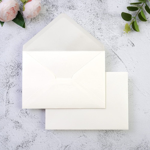 PONATIA 50 PCS/Pack A7 Envelopes, 5.25 x 7.5'' Shiny Ivory Envelopes, Perfect For 5x7'' Wedding Invitation Cards, Graduation Invite, Acrylic Invitations, Photos