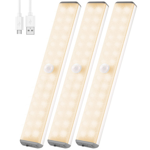 LED Closet Light, 28LED Dimmer Rechargeable Motion Sensor Under Cabinet Lighting Wireless Stick-Anywhere Night Light for Stairs,Wardrobe,Kitchen,Hallway