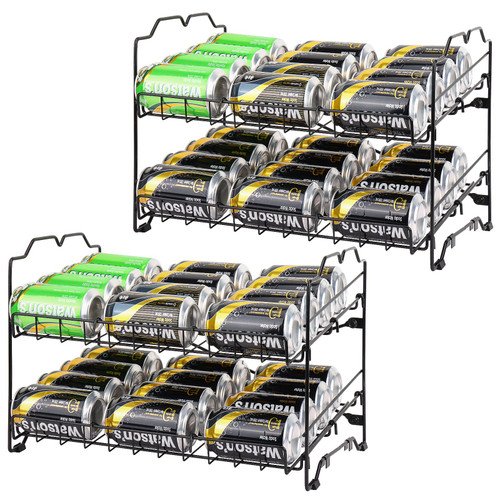 Fixwal 2 Pack Can Rack Organizers, Kitchen Storage, Black Stackable Can Organizer, Holds Up to 48 Cans for Kitchen Cabinet or Pantry