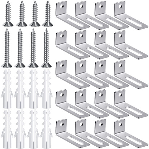 20 Set Whiteboard Installation Hardware Kit Wall Hanging Kit Mounting Brackets Include Hanger Supports, Screws and Expansion Tube for Hanging Whiteboard School Office Supplies