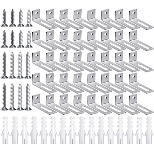 Whiteboard Installation Hardware Kit Wall Hanging Kit Mounting Brackets Include Hanger Supports, Screws and Expansion Tube for Hanging Whiteboard School Office Supplies (40 Set)