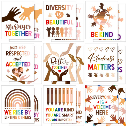 Tenceur 18 Pieces Diversity Posters for Classroom Motivational Colorful Poster Rainbow Classroom Decor Diversity Decorations Wall Chart Positive Posters Equality Sign for Elementary Middle High School