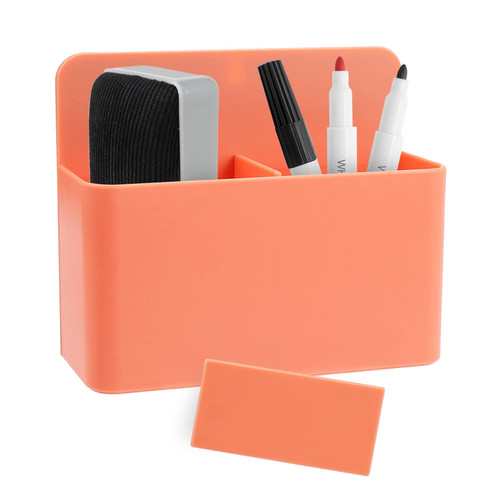 Orange Magnetic Dry Erase Marker Holder, Magnetic Pencil Cup, Orange Locker organizer, Magnetic Marker Holder with Strong for Whiteboard, Refrigerator, Locker Accessories, School and Office Supplies