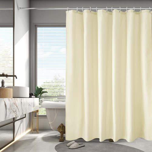 AooHome Shower Curtain Liner, Fabric Bathroom Curtain with Hooks for Hotel, Weighted Hem, Waterproof, Beige, 72 x 75 Inch AooHome Shower Curtain Liner, Fabric Bathroom Curtain with Hooks for Hotel, Weighted Hem, Waterproof, Beige, 72 x 75 Inch