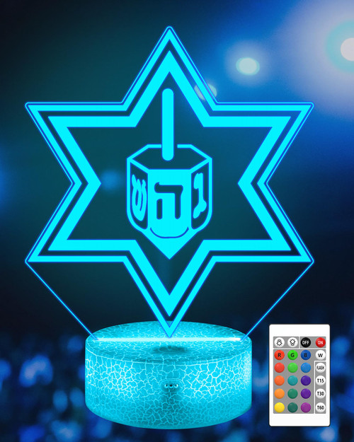 Attivolife Chanukah 3D Illusion Lamps, Hologram Controller Night Light with Remote Control + Timer + 16 Color Changing, Best Hanukkah Decor Gifts for Judaism Jewish Synagogue Passover Shabbat Party