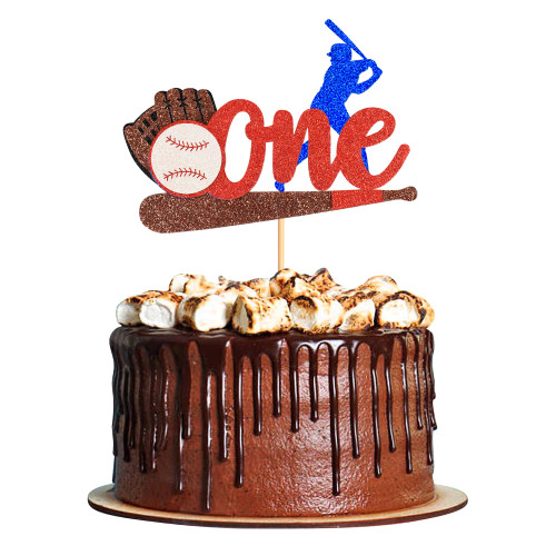 Cyodoos 1 Pack Baseball One Cake Topper Baseball 1st Birthday Cake Topper Decorations Baseball 1st Birthday Decorations for Sports Theme Baseball Birthday Party Cake Decoration Supplies