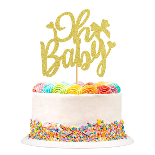 Cyodoos Oh Baby Cake Topper Gold Glitter Cake Decorating Supplies Baby Shower/ Gender Reveal Party/ Baby Party Photo Booth Props Cyodoos Oh Baby Cake Topper Gold Glitter Cake Decorating Supplies Baby Shower/ Gender Reveal Party/ Baby Party Photo Booth Props