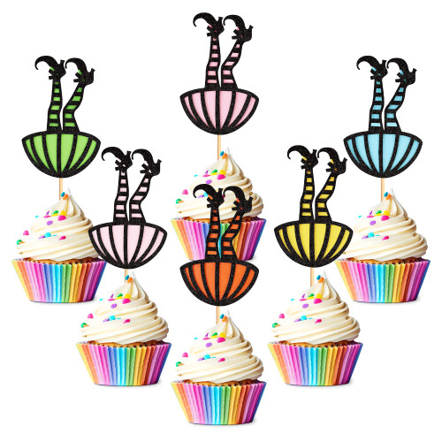 Cyodoos 48Pcs Halloween Witch Boot Cupcake Toppers Witch's Legs Cupcake Picks Halloween Theme Party Cake Decorations Cyodoos 48Pcs Halloween Witch Boot Cupcake Toppers Witch's Legs Cupcake Picks Halloween Theme Party Cake Decorations