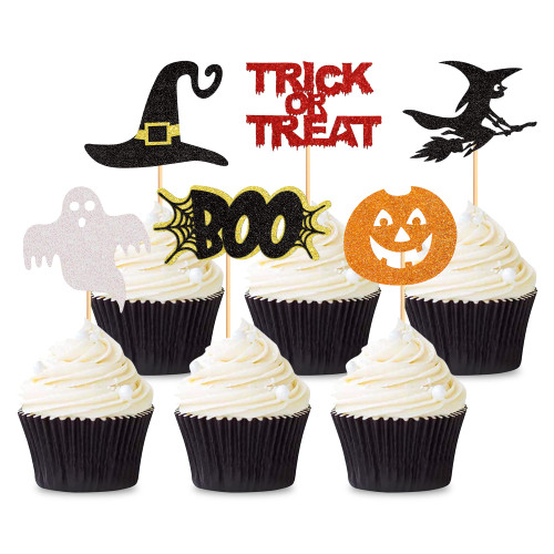 Cyodoos 24Pcs Halloween Cupcake Toppers - Halloween Cake Decorations, Trick or Treat Pumpkin Witch Boo Cupcake Toppers, Ghost Cupcake Picks, Halloween Decorations Cyodoos 24Pcs Halloween Cupcake Toppers - Halloween Cake Decorations, Trick or Treat Pumpkin Witch Boo Cupcake Toppers, Ghost Cupcake Picks, Halloween Decorations
