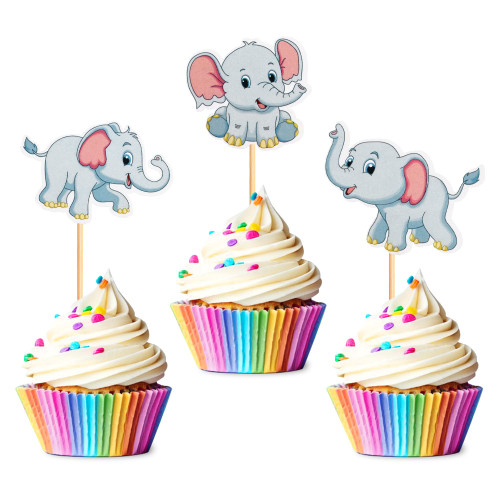 Cyodoos 24pcs Baby Elephant Cupcake Toppers Pink Elephant It's a Girl Cupcake Picks Decorations for Elephant Theme Gender Reveal Baby Shower Kids Girls Birthday Party Supplies Cyodoos 24pcs Baby Elephant Cupcake Toppers Pink Elephant It's a Girl Cupcake Picks Decorations for Elephant Theme Gender Reveal Baby Shower Kids Girls Birthday Party Supplies