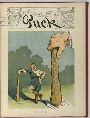 HistoricalFindings Photo: Bigger Stick,T Roosevelt,Political Platforms,tariffs,Reform,graft,Keppler,1907