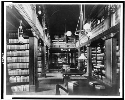 HistoricalFindings Photo: Book Stacks,Library Tables,desks,Shelves,North Easton,Massachusetts,MA,c1905