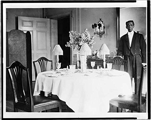HistoricalFindings Photo: Butler,Dining Room Table,Residence of Mr & Mrs Woodrow Wilson,1900-1924,Servant