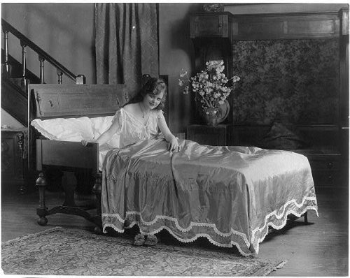 HistoricalFindings Photo: Combination Table,Folding Bed,Woman in Bed,c1917