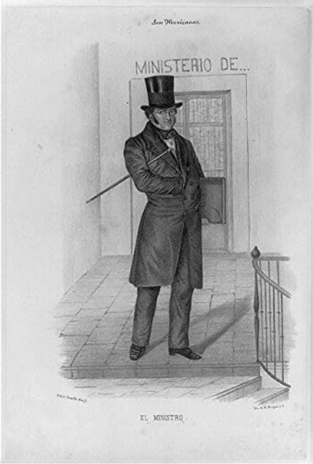 HistoricalFindings Photo: El ministro,Government Official Wearing top hat,Walking Stick,1855,Briefcase
