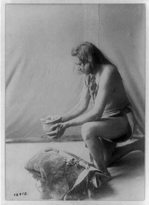 HistoricalFindings Photo: Incense Over,Medicine Bundle,Hidatsa Indian,Yellow Owl,Bowl,Bundle,Curtis,c1908 HistoricalFindings Photo: Incense Over,Medicine Bundle,Hidatsa Indian,Yellow Owl,Bowl,Bundle,Curtis,c1908