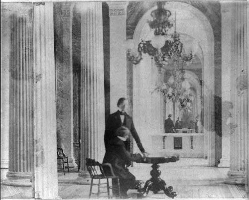 HistoricalFindings Photo: Interior,U.S. Capitol,Washington,D.C,2 Men at Table,Meigs Reflected in Mirror