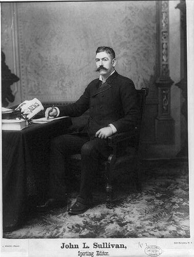 HistoricalFindings Photo: John L. Sullivan,Sporting Editor,c1889,Writing,at Desk