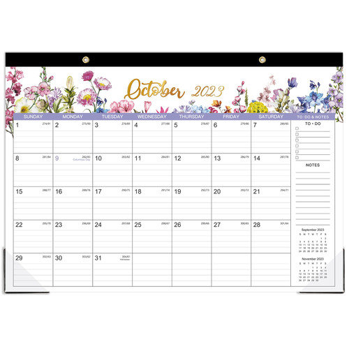 Desk Calendar 2023-2024 - 18 Monthly Desk/Wall Calendar 2023-2024,16.8" x 12", Jul. 2023 - Dec. 2024, Thick Paper, 2023-2024 Calendar with Corner Protectors, Ruled Blocks - Floral