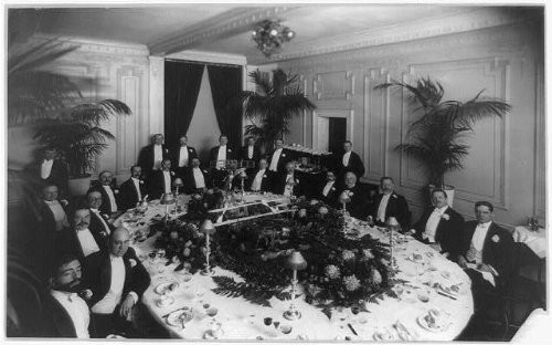HistoricalFindings Photo: Men Gathered Around Dining Table,Formal Dinner,banquets,Eating,Crowds,1895