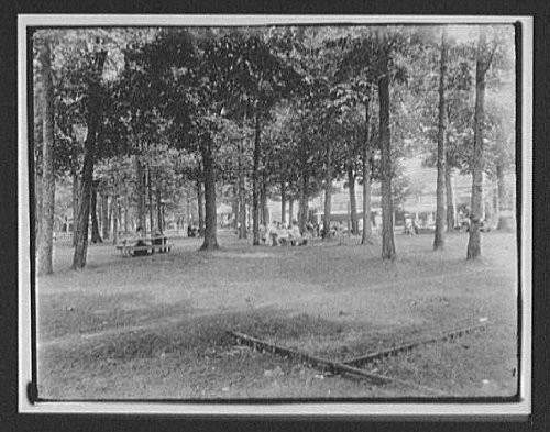 HistoricalFindings Photo: Picnic Tables,City Park,Hotel Detroit,New Zealand,1895,William Henry Jackson
