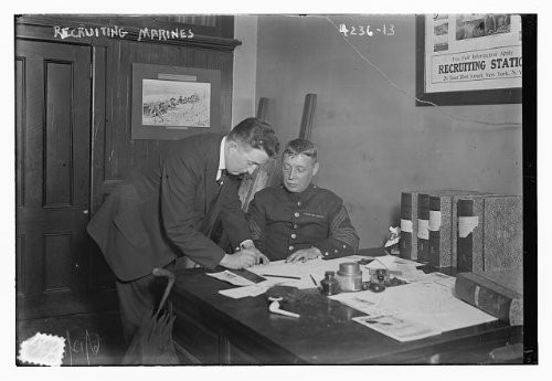 HistoricalFindings Photo: Recruiting Marines,Two Men,Desk,Bain News Service