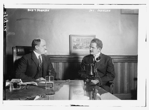HistoricalFindings Photo: Robert Adamson,Joseph Johnson,2 Men,Desk,Telephone,1910-1915 HistoricalFindings Photo: Robert Adamson,Joseph Johnson,2 Men,Desk,Telephone,1910-1915