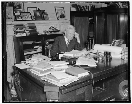 HistoricalFindings Photo: Texas Senator,Morris Sheppard,Office,Desk,Paperwork,Telephone,Washington DC,1937