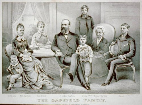 HistoricalFindings Photo: The Garfield Family,c1882,Currier & Ives,Photograph,Children,Men,Women,Table