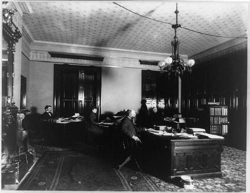 HistoricalFindings Photo: White House Employees,Office Workers,desks,Offices,Fireplace,Washington DC,c1884