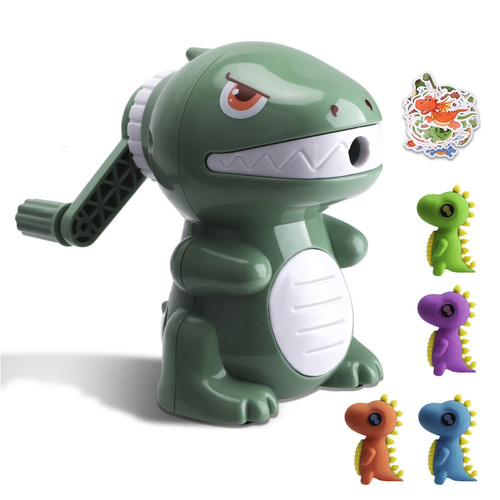 homicozy Dinosaur Pencil Sharpener for Kids, Manual Pencil Sharpener for Colored Pencils, Cute Pencil Sharpener with Erasers and Stickers for School Supplies, Classroom, Stationery for Kids Gift homicozy Dinosaur Pencil Sharpener for Kids, Manual Pencil Sharpener for Colored Pencils, Cute Pencil Sharpener with Erasers and Stickers for School Supplies, Classroom, Stationery for Kids Gift