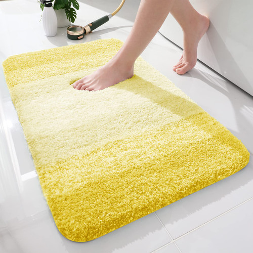 OLANLY Luxury Bathroom Rug Mat 24x16, Extra Soft and Absorbent Microfiber Bath Rugs, Non-Slip Plush Shaggy Bath Carpet, Machine Wash Dry, Bath Mats for Bathroom Floor, Tub and Shower, Yellow