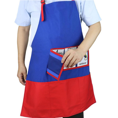 IYWISH Teacher Apron Funny Apron for Teachers Professional Work Apron with Pockets Adjustable Neck Strap DIY Story Teaching Apron for Kindergarten School Classroom Painting Crafting