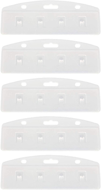 TAODAN 5pcs Horizontal Half ID Badge Holder Plastic Card Holder Office Supplies for Swipe Cards