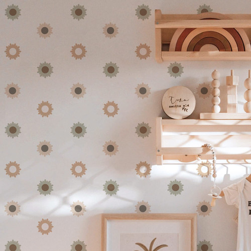 Daisy Wall Decals Boho Flower Wall Stickers 36 PCS for Girls Room Playroom Nursery, Removable Daisy Wall Decal Boho Peel and Stick Kids Room Decor Vinyl Murals DIY Decorations (6 Sheets)