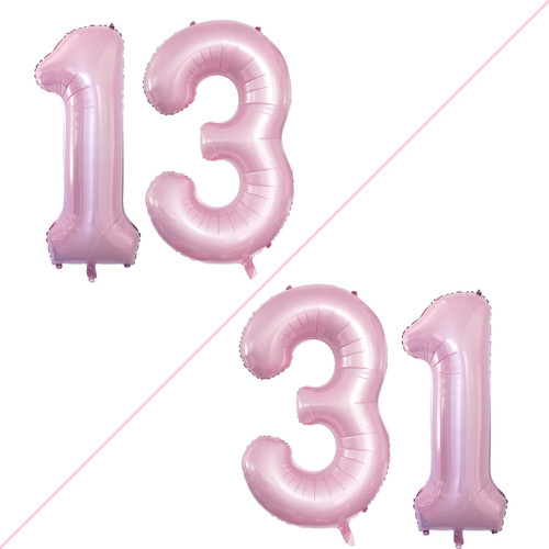 GOER 42 Inch Light Pink Number 13 Number 31 Balloons,Jumbo Foil Helium Balloons for 13th or 31st Birthday Party Decorations and Anniversary Event GOER 42 Inch Light Pink Number 13 Number 31 Balloons,Jumbo Foil Helium Balloons for 13th or 31st Birthday Party Decorations and Anniversary Event