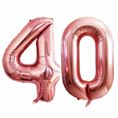 GOER 42 Inch Rose Gold Number 40 Balloons,Jumbo Foil Helium Balloons for 40th Birthday Party Decorations and Anniversary Event GOER 42 Inch Rose Gold Number 40 Balloons,Jumbo Foil Helium Balloons for 40th Birthday Party Decorations and Anniversary Event