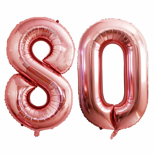 GOER 42 Inch Rose Gold Number 80 Balloons,Jumbo Foil Helium Balloons for 80th Birthday Party Decorations and Anniversary Event GOER 42 Inch Rose Gold Number 80 Balloons,Jumbo Foil Helium Balloons for 80th Birthday Party Decorations and Anniversary Event