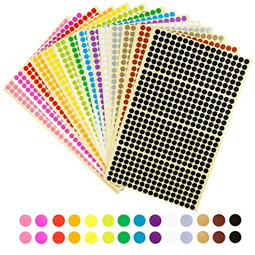 6664 pcs 1/4" Round Color Coding Circle Dot Labels, 14 Colors