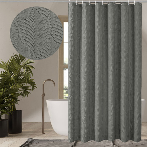 Gibelle Grey Shower Curtain for Bathroom, 3D Embossed Textured Fabric Shower Curtain, Modern Farmhouse Chic Soft Cloth Shower Curtain Set with Hooks, 72x72
