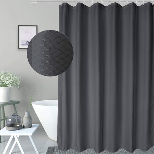 AooHome 72x75 Inch Waffle Weave Shower Curtain, Dark Grey Fabric Durable Bathroom Curtain with Hooks, Weighted Hem, Heavy Duty, Water Repellent