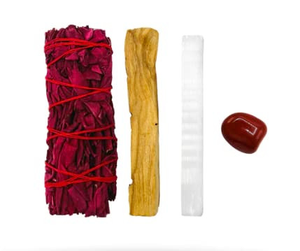 Mecka Dragon's Blood Sage & Red Jasper Kit | Energy Cleansing Kit - Home Cleansing and Smudging Set, Sage Smudge Sticks Bundles for Meditation/Spiritual Healing/Smudging